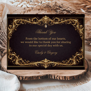 Tarjeta De Agradecimiento Lujo Oro Ornate Brillo