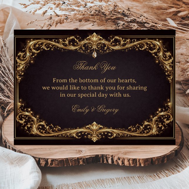 Tarjeta De Agradecimiento Lujo Oro Ornate Brillo (Subido por el creador)