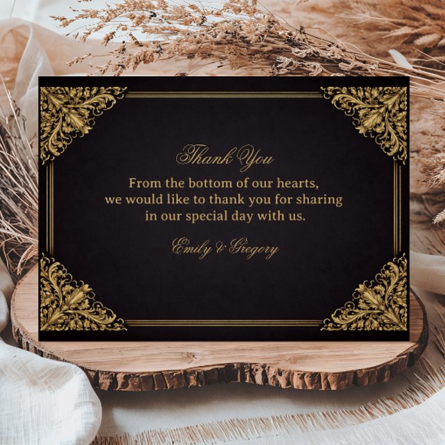 Tarjeta De Agradecimiento Lujo Oro Ornate Elegante (Subido por el creador)