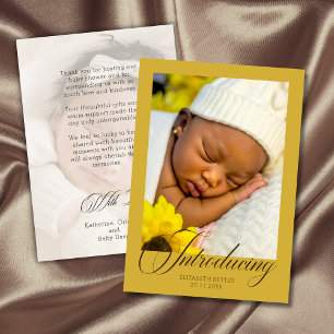 Tarjeta De Agradecimiento Lujo Oro Presentando Foto Bebé Gracias
