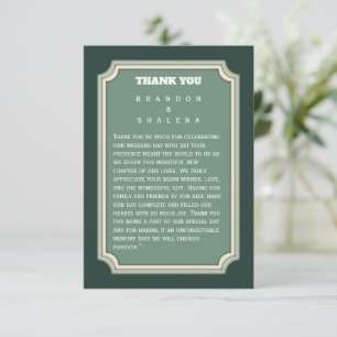 Tarjeta De Agradecimiento Lujo Silencioso: Cresta Esmeralda Minimalista