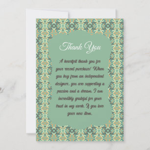 Tarjeta De Agradecimiento Lujo Verde Salvia Geométrico Tribal Sin Costuras