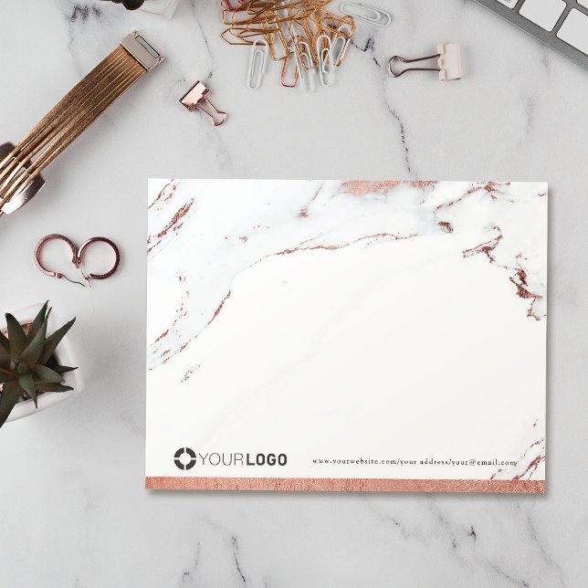 Tarjeta De Agradecimiento Lujoso rosa de mármol dorado personalizado Station (Luxe rose gold marble personalized Stationery logo Card)