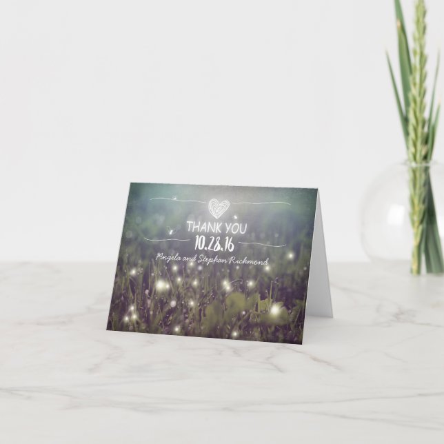 Tarjeta De Agradecimiento lumbreras nocturnas luciérnagas boda singulares gr (Anverso)