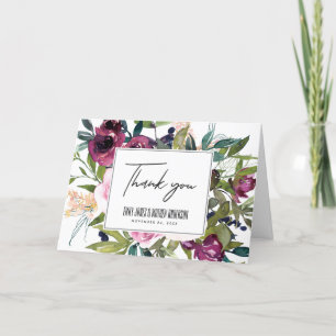 TARJETA DE AGRADECIMIENTO LUMINOSO BODA DEL BUNCH FLORAL BURGUNDY DE RUBOR B