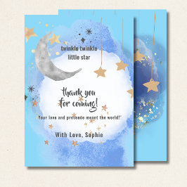 Tarjeta De Agradecimiento Luna Celeste Estrellas, Azul Oscuro y Dorado
