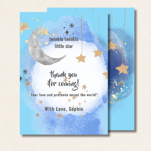 Tarjeta De Agradecimiento Luna Celeste Estrellas, Azul Oscuro y Dorado