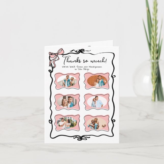 Tarjeta De Agradecimiento Luna de miel Gracias mano de foto dibujada reveren (Anverso)