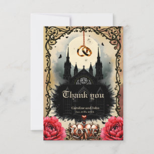 Tarjeta De Agradecimiento Luna Gótica – Amor Eterno Bajo el Cielo de Mediano