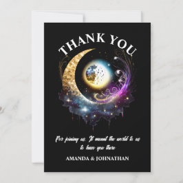 Tarjeta De Agradecimiento Luna llena 3D noche celestial estrellada magenta n