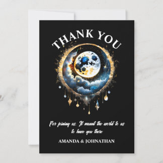 Tarjeta De Agradecimiento Luna llena 3D noche estrellada celestial elegante
