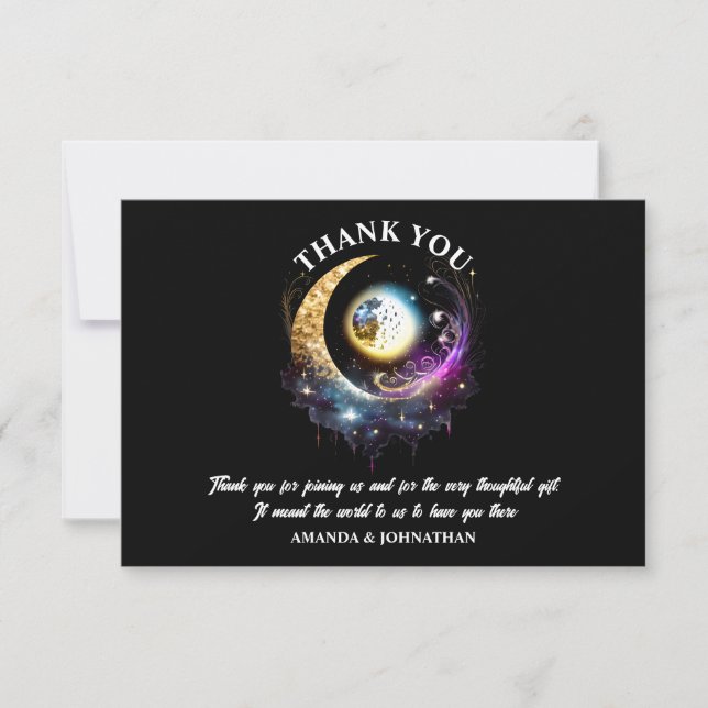 Tarjeta De Agradecimiento Luna llena luna luna celestial noche estrellada ma (Anverso)