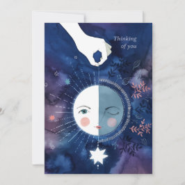 Tarjeta de agradecimiento Luna Media Menguante Pen