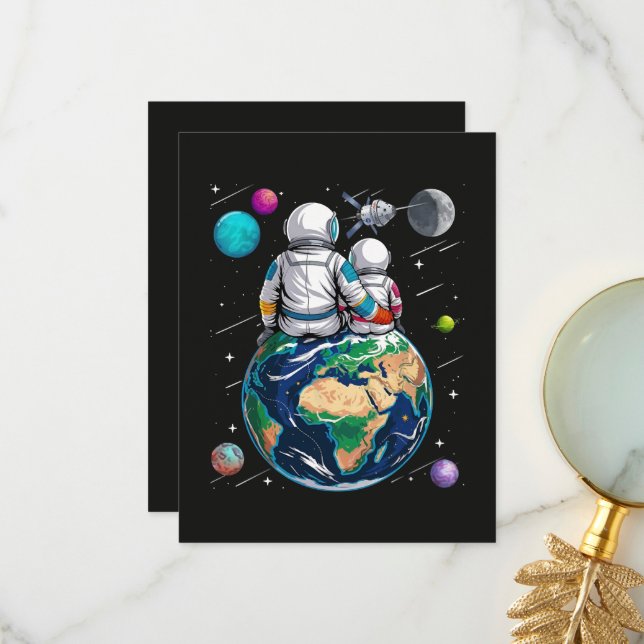 Tarjeta De Agradecimiento Luna y astronauta (Anverso/Reverso In Situ)