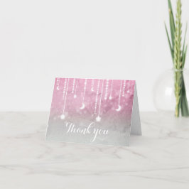 Tarjeta De Agradecimiento Luna y estrellas celestes rosa gris blanco Gracias