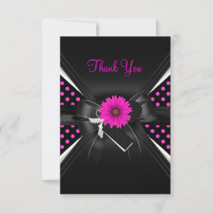 Tarjeta de agradecimiento lunares negro blanco ros