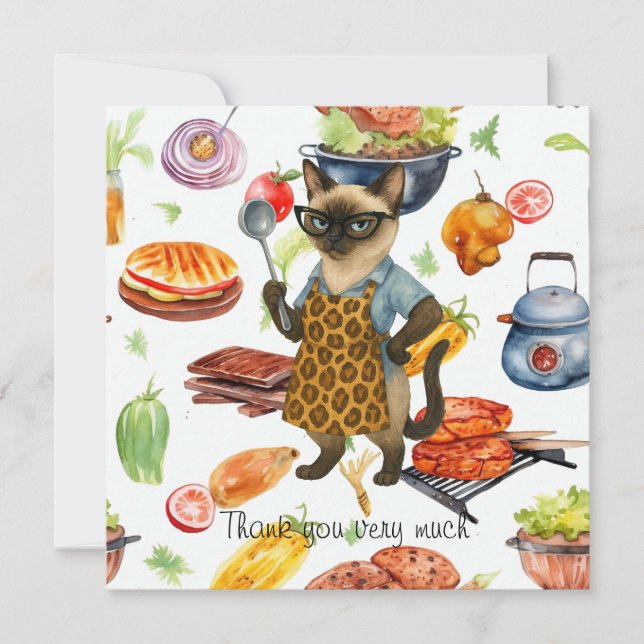 Tarjeta De Agradecimiento Lunch Lady is serving food  (Anverso)