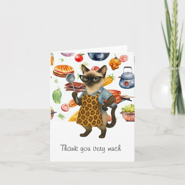 Tarjeta De Agradecimiento Lunch Lady sirve comida (Anverso)