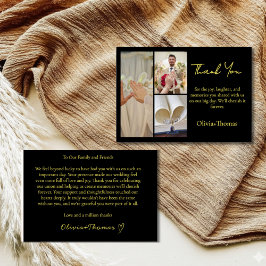 Tarjeta De Agradecimiento Luxury Black and Gold Wedding Thank You Template