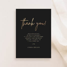 Tarjeta De Agradecimiento Luxury Black Gold 50th Birthday Thank You Card 