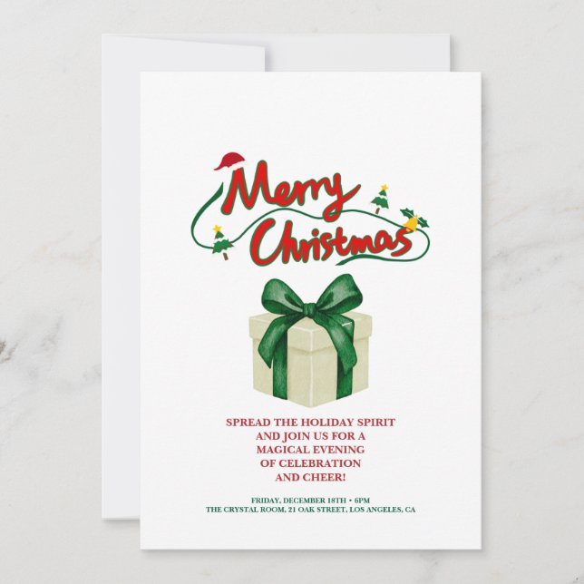 Tarjeta De Agradecimiento Luxury Christmas Party Invitation (Anverso)