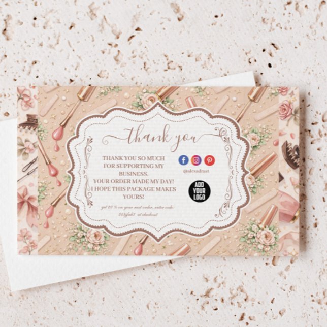 Tarjeta De Agradecimiento Luxury Floral Nail Artist Business (Subido por el creador)