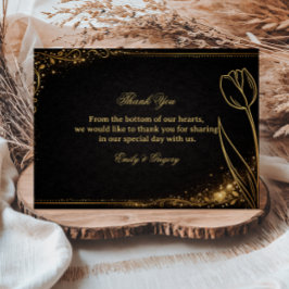 Tarjeta De Agradecimiento Luxury Gold Tulip Sparkle