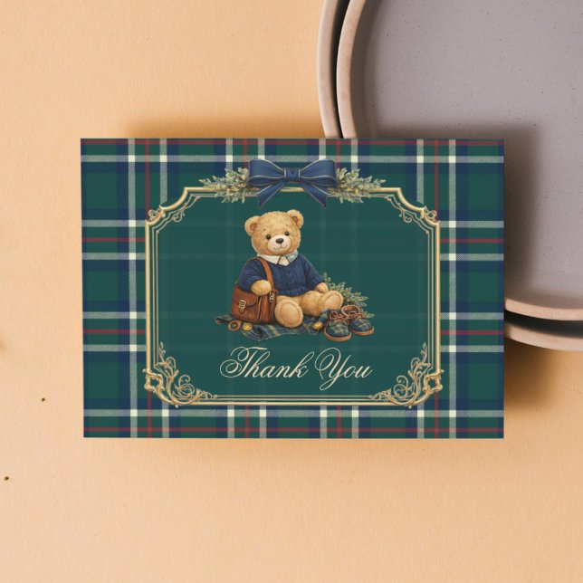 Tarjeta De Agradecimiento Luxury Preppy Teddy Bear Baby Shower  (Subido por el creador)