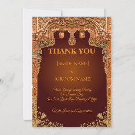 Tarjeta De Agradecimiento Luxury Red and Gold Wedding Thank You Card