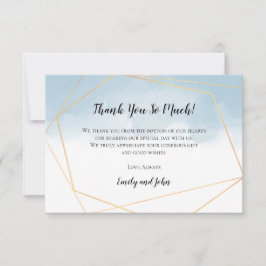Tarjeta De Agradecimiento Luz azul acuarela Oro Foto geométrica
