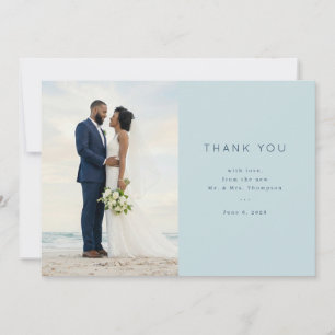 Tarjeta De Agradecimiento Luz Azul Romántica Foto Elegante