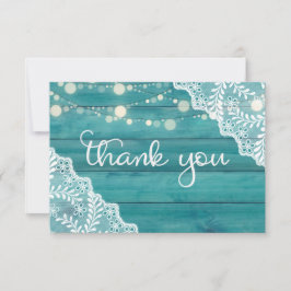 Tarjeta De Agradecimiento Luz de encaje y cadena de madera azul