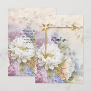 Tarjeta De Agradecimiento Luz de las velas de oro y rosas blancas