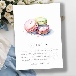 Tarjeta De Agradecimiento Macarons Franceses De Acuarela Panadería Despedida