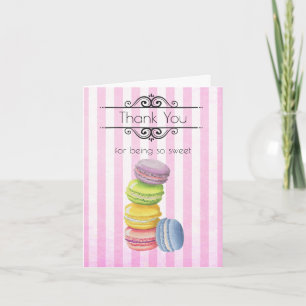 Tarjeta De Agradecimiento Macarons Pastelería Francesa Pastel Acuarela Graci