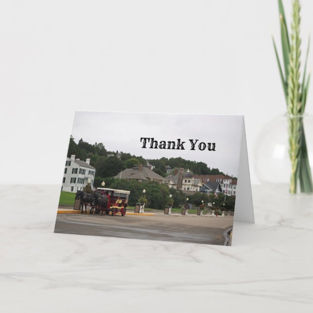 Tarjeta De Agradecimiento Mackinac Island Main Street Buggy (Anverso)