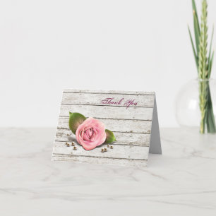Tarjeta De Agradecimiento madera blanqueada rosa rosa rosa rosado matrimonio