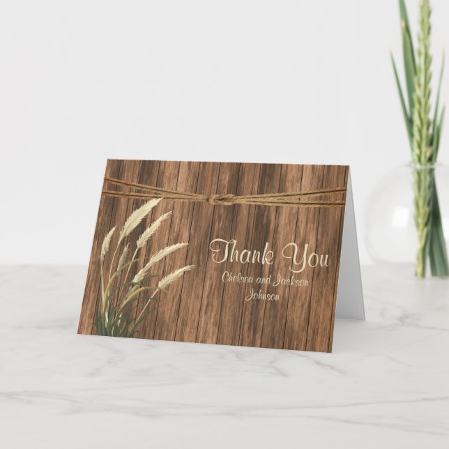 Tarjeta De Agradecimiento Madera de campo con trigo (Anverso)