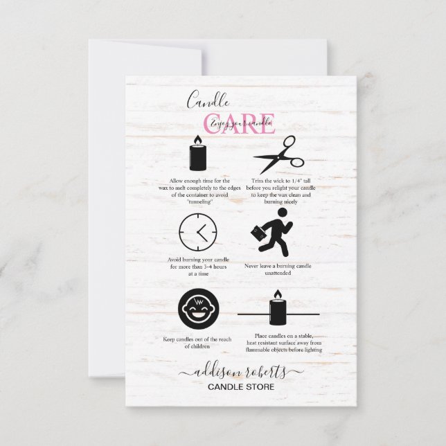 Tarjeta De Agradecimiento Madera de granja Acuarela Caída Cuidado de Velas (Anverso)