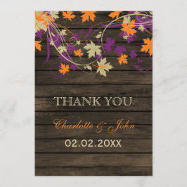 Tarjeta De Agradecimiento Madera de grano Rústico de ciruela caída boda Grac