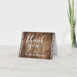 Tarjeta De Agradecimiento Madera Marrón Rústica, Tipografía Blanca Gracias 1
