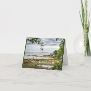 Tarjeta De Agradecimiento Madison, Connecticut. Playa con vistas al mar. Gra