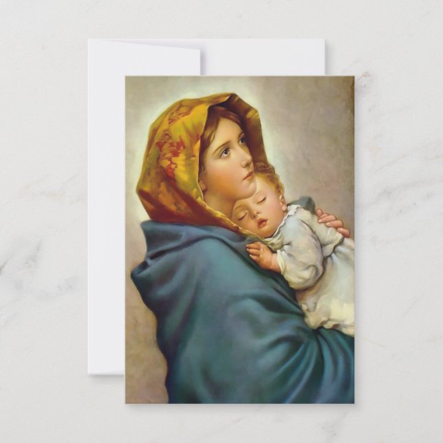 Tarjeta De Agradecimiento Madonna y el niño Roberto Ferruzzi Madonnina Mary (Anverso)