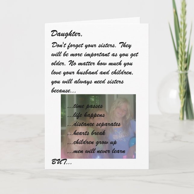 Tarjeta De Agradecimiento Madre a hija (Anverso)
