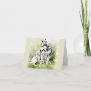 Tarjeta De Agradecimiento Madre madre siberiana Husky perro pintando fondo