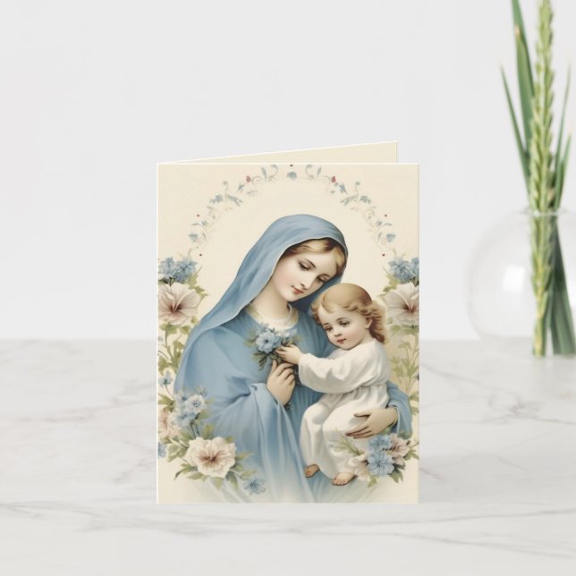 Tarjeta De Agradecimiento Madre María Niño Jesús Florencia Religiosa (Anverso)