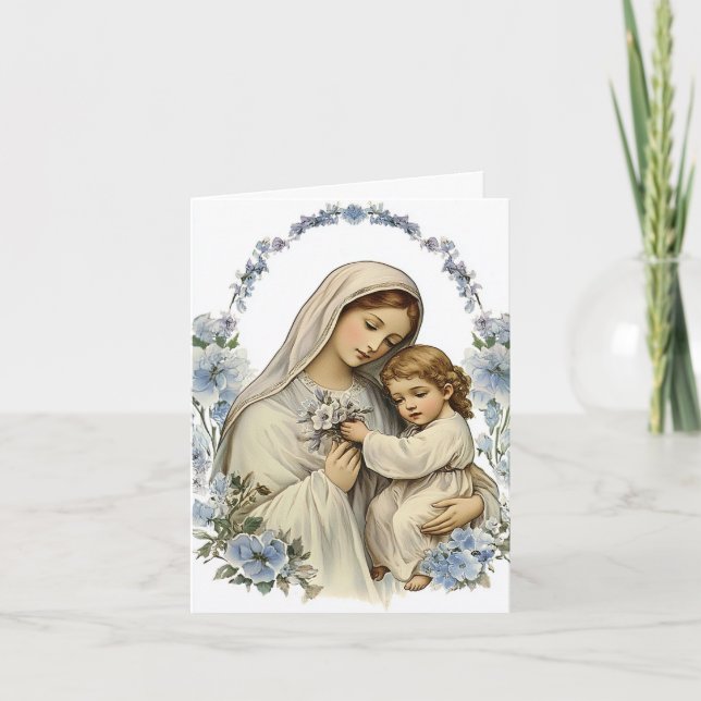 Tarjeta De Agradecimiento Madre María Niño Jesús Florencia Religiosa (Anverso)