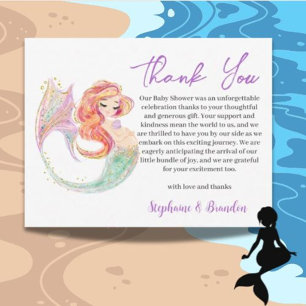 Tarjeta De Agradecimiento MADRE MERMADE DE acuarela oceánica para ser