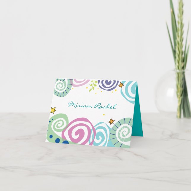 Tarjeta De Agradecimiento MADRE NATURALEZA SWIRL Bat Bar Mitzvah Gracias Tar (Anverso)