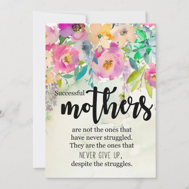 Tarjeta De Agradecimiento Madres exitosas con regalo de madre (Anverso)